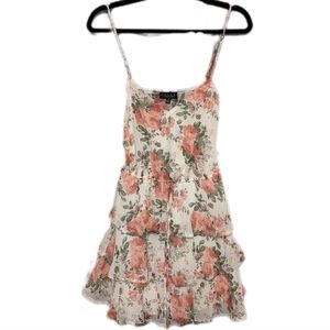 Trixxi Floral on Ivory Tiered Dress from Francesca's Small Pre-owned